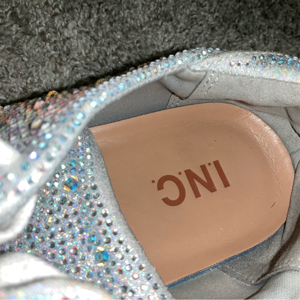 Women's Bling Rhinestone Shiny Sneakers - Silver Sz 9 - Picture 6 of 14